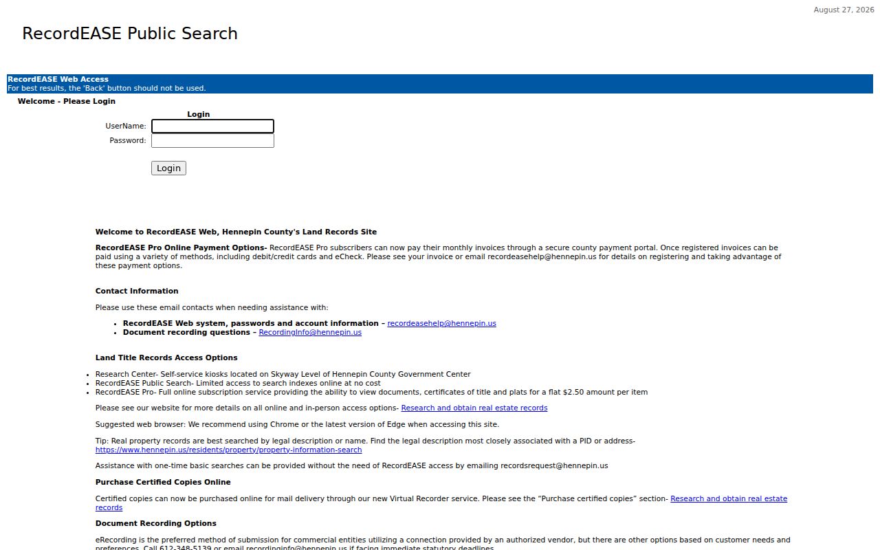 Richfield previous residents RecordEASE deed index search