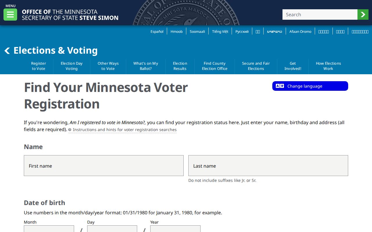 Richfield residents directory Minnesota voter registration fields